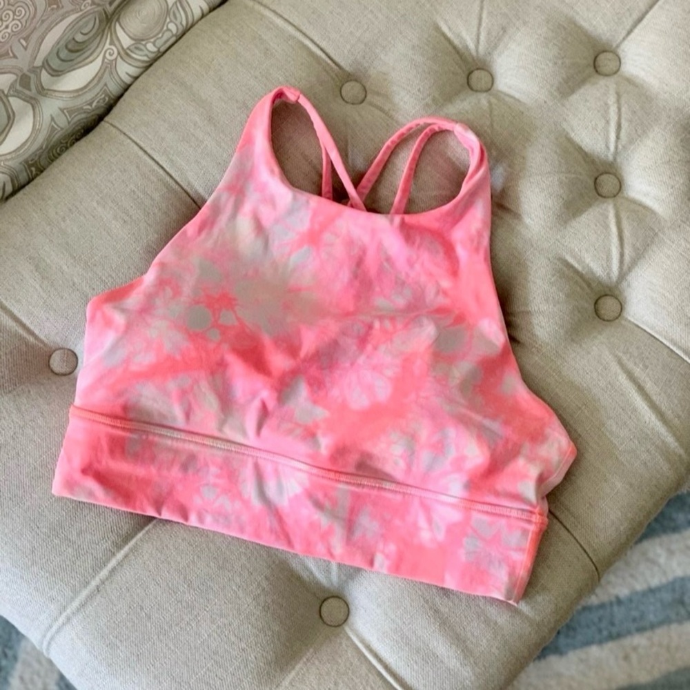 Pink Lululemon Energy High-Neck Longline Sports Bra - 8